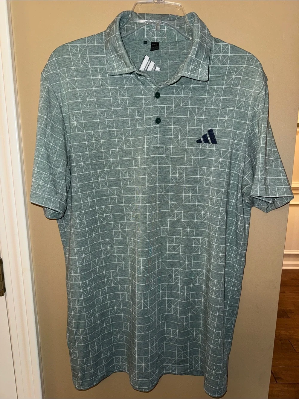 Adidas ⛳️ Go-to Novelty Golf Polo Shirt green geometric men’s Medium M